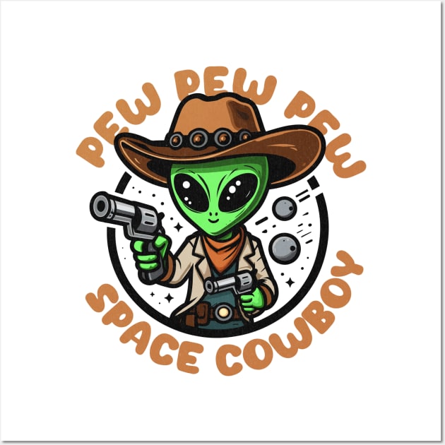 Space Cowboy Funny Alien Wall Art by hippohost